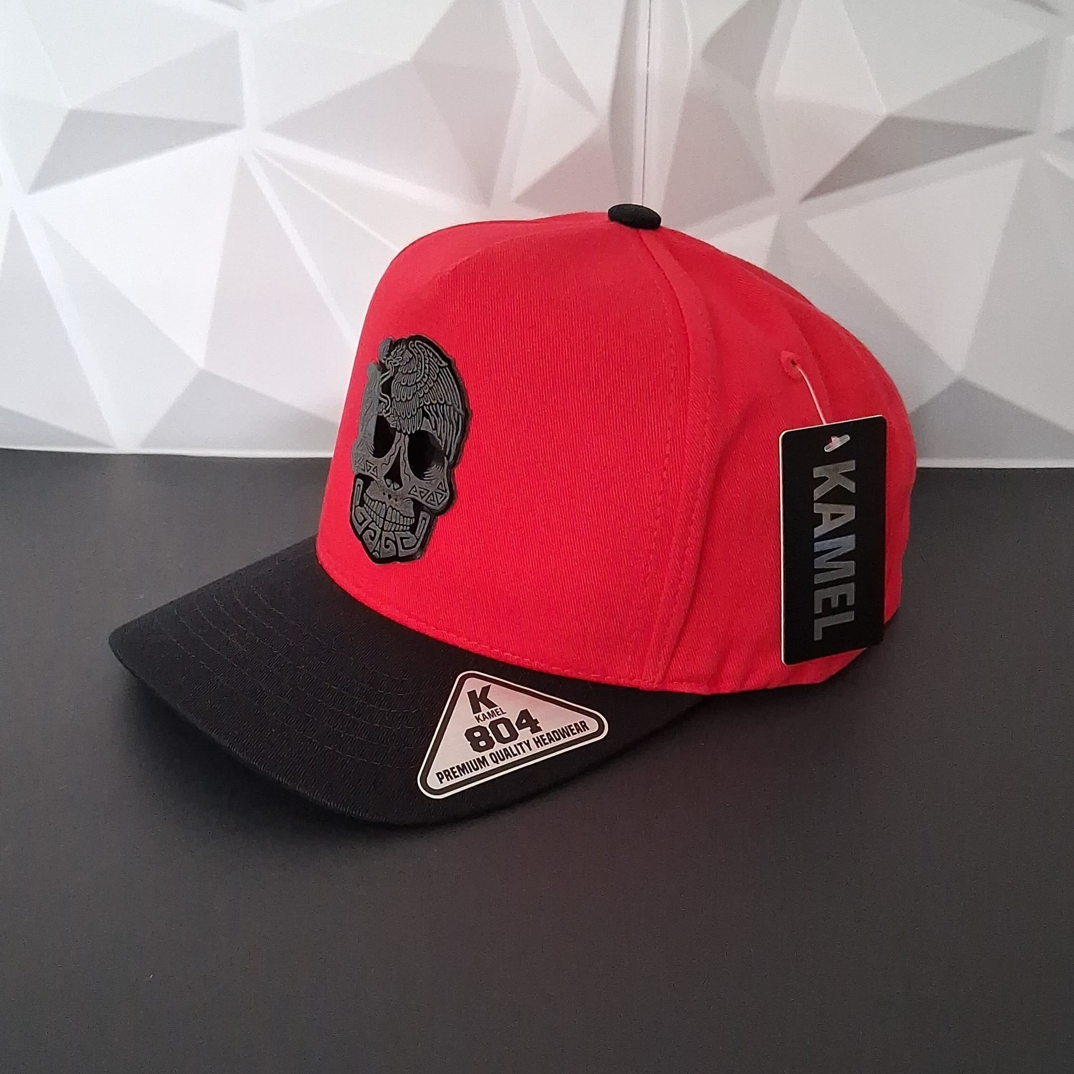 Gorra Snapback Rojo/Negro - Placa Skull <Mexico