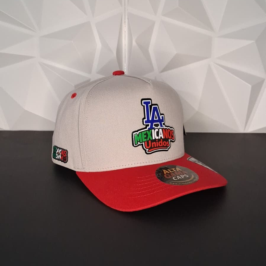 Gorra Snapback - Gris/Rojo Placa - LA MEXICANOS