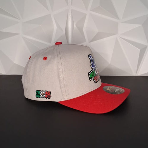 Gorra Snapback - Gris/Rojo Placa - LA MEXICANOS