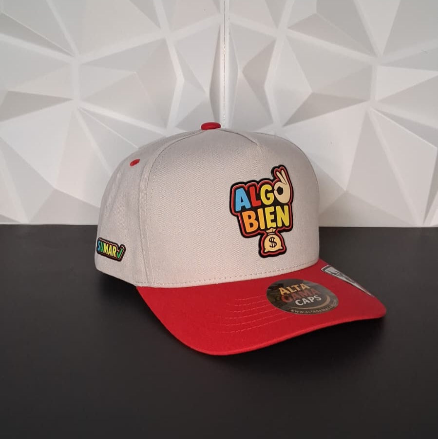 Gorra Snapback - Gris/Rojo Placa - ALGO BIEN