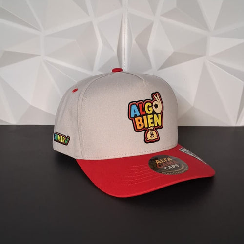 Gorra Snapback - Gris/Rojo Placa - ALGO BIEN