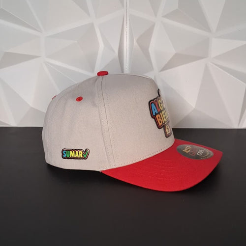 Gorra Snapback - Gris/Rojo Placa - ALGO BIEN